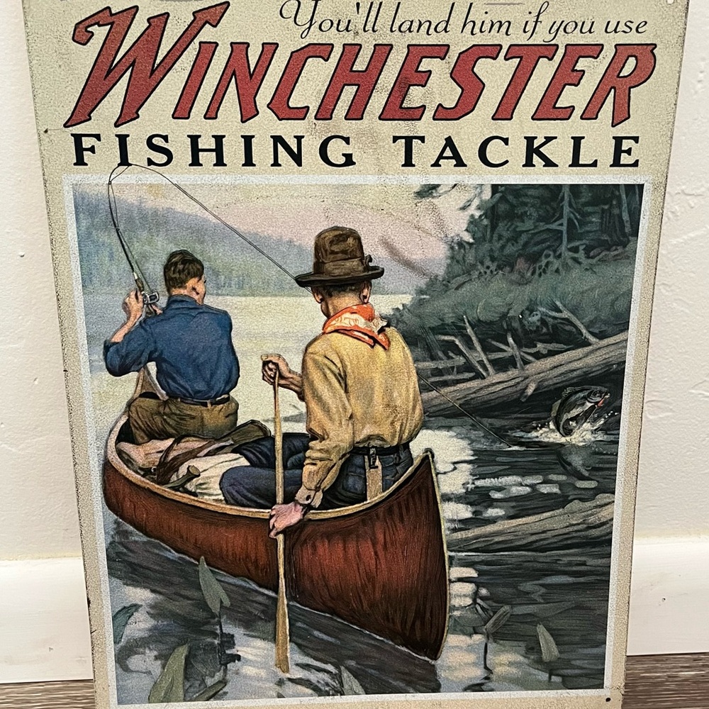 Vintage Fishing Tackle Art Print - Metal Sign